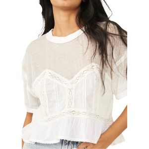 FREE PEOPLE FALL IN LOVE TEE IVORY New Small